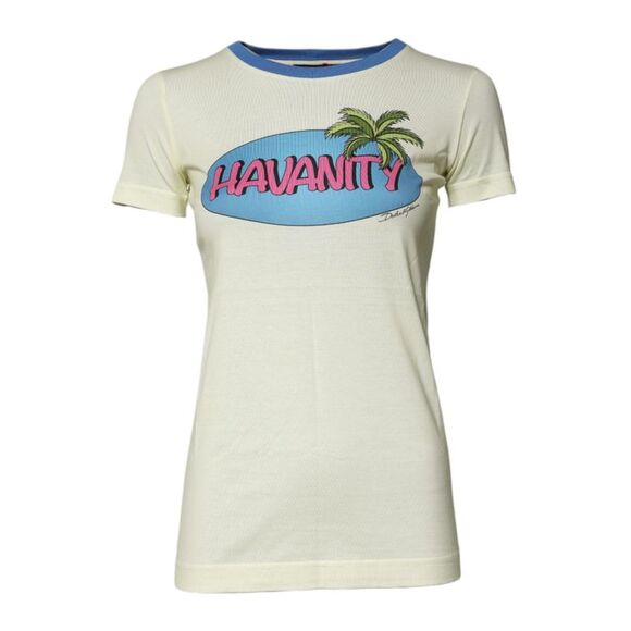 Dolce & Gabbana Light Yellow Cotton Short Sleeve Women's T-shirt